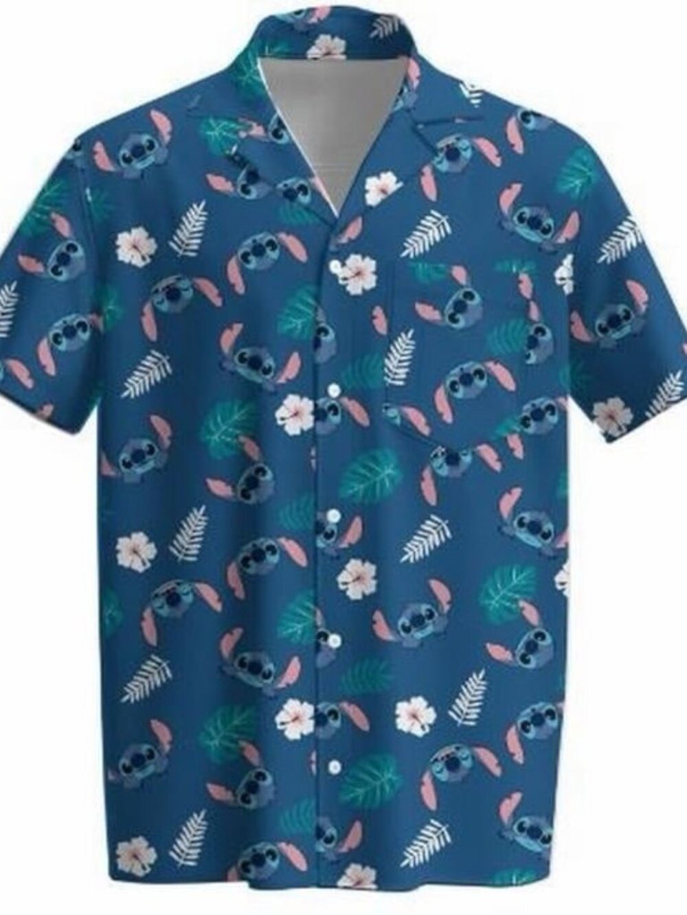 Disney Lilo and Stitch Woven Tropical Short Sleeve Unisex Button Up Shirt SMALL
